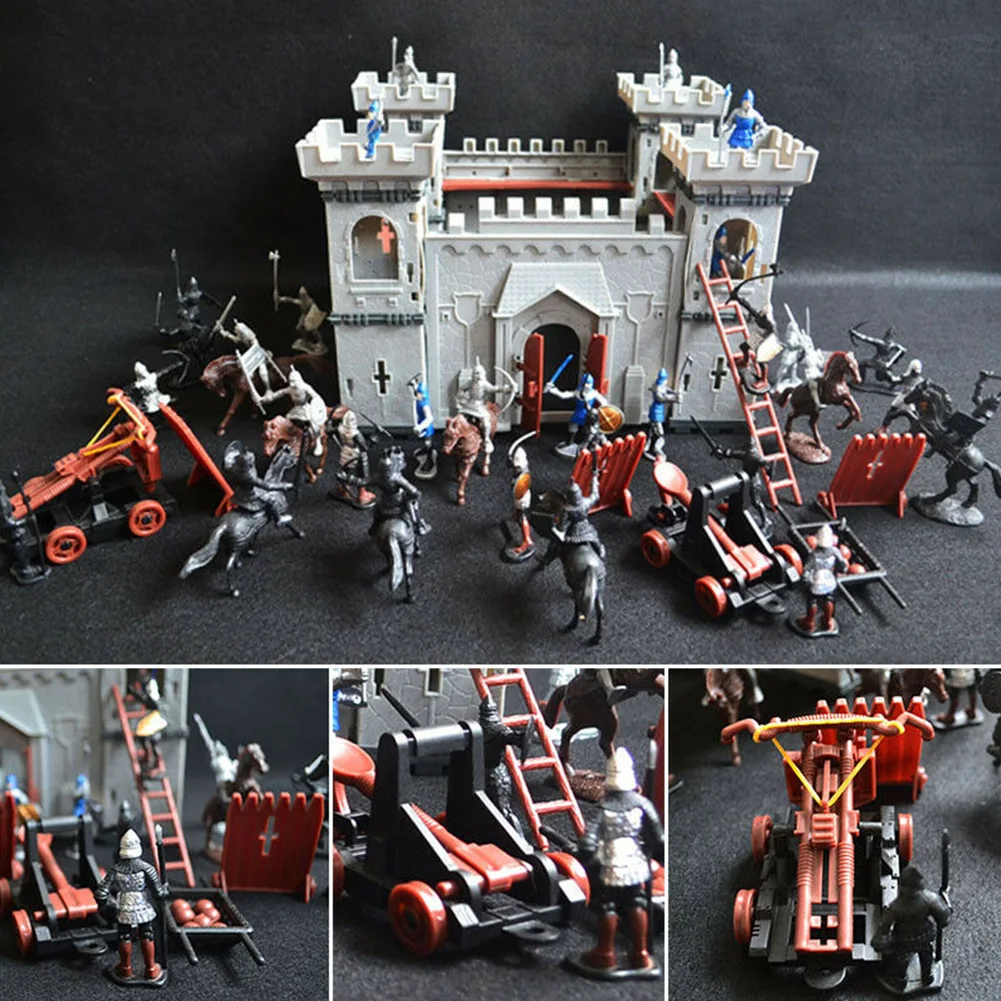 Soldiers Educational Knights Game History DIY Castle Toy Set Model Building Decorative Home UK Medieval Accessory Playset Gifts | Игрушки и