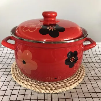 

Japanese porcelain enamel small flower thickening soup pot stewpot stockpot saucepan induction gas cooker milk noodle pot