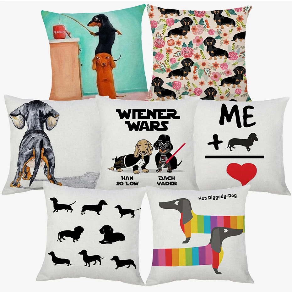 Wiener Wars чехол для подушки такса, собаки, декоративные льняные Чехлы для подушек, наволочка для собак, домашних животных