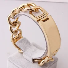 Новейший крутой мужской золотой цвет из нержавеющей стали двойной бордюр кубинские звенья браслет цепочка ювелирный браслет-манжет модный полированный ID 8,66"