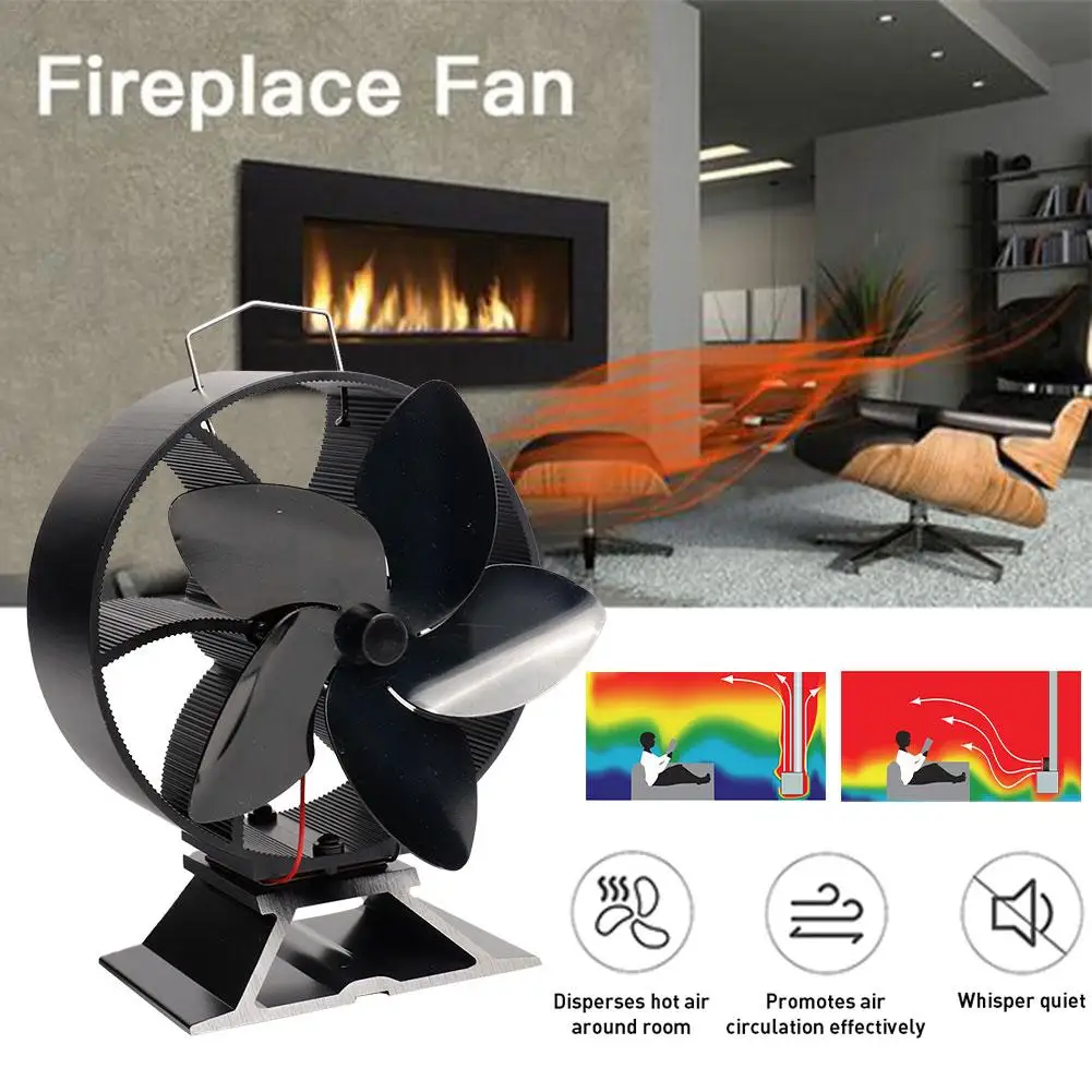 

2020 Newest Mini Heat Powered Stove Fireplace Fan Intelligent Energy Saving Heat Powered 5 Blades Fan No Electricity Consumption