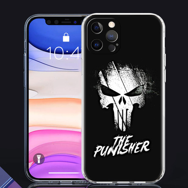 Phone Case For iPhone 11 13 12 Pro Max Casing 7 8 XR XS X 6 6S Plus SE Shell Soft Transparent Cover Marvel The Punisher