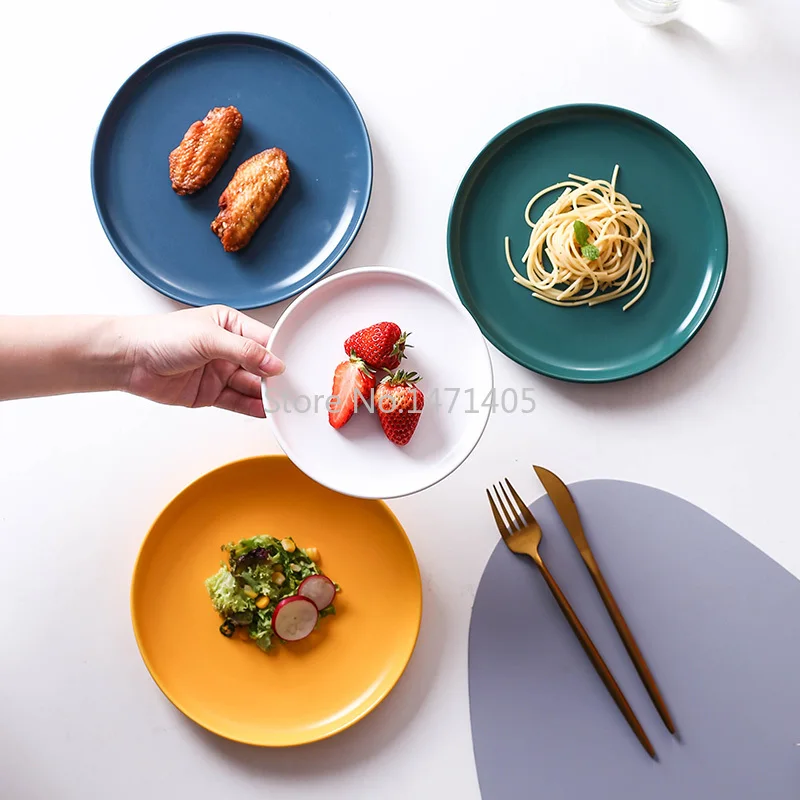 

Nordic Creative Ceramic Plate Household Tableware Steak Plate Western Plate Breakfast Tray Steamed Fish Plate Vegetable Plate