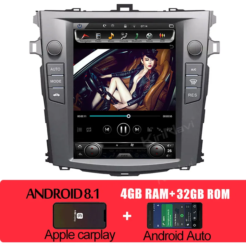 KiriNavi вертикальный экран Tesla стиль 10," Android 8,1 Автомагнитола для Toyota Corolla Android Авто gps навигация автомобильный dvd-плеер - Цвет: Android Car Radio