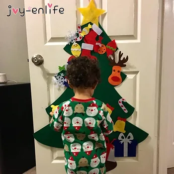 

Merry Christmas Decoration Felt Christmas Tree DIY Soft Christmas Tree with Ornaments and String Light Christma Decorations
