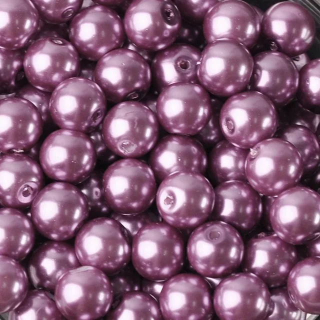 Lot Colors Round Pearl Coated Glass 4mm 6mm 8mm 10mm 12mm 14mm 16mm Loose Spacer Beads for Jewelry Making DIY Crafts Purple
