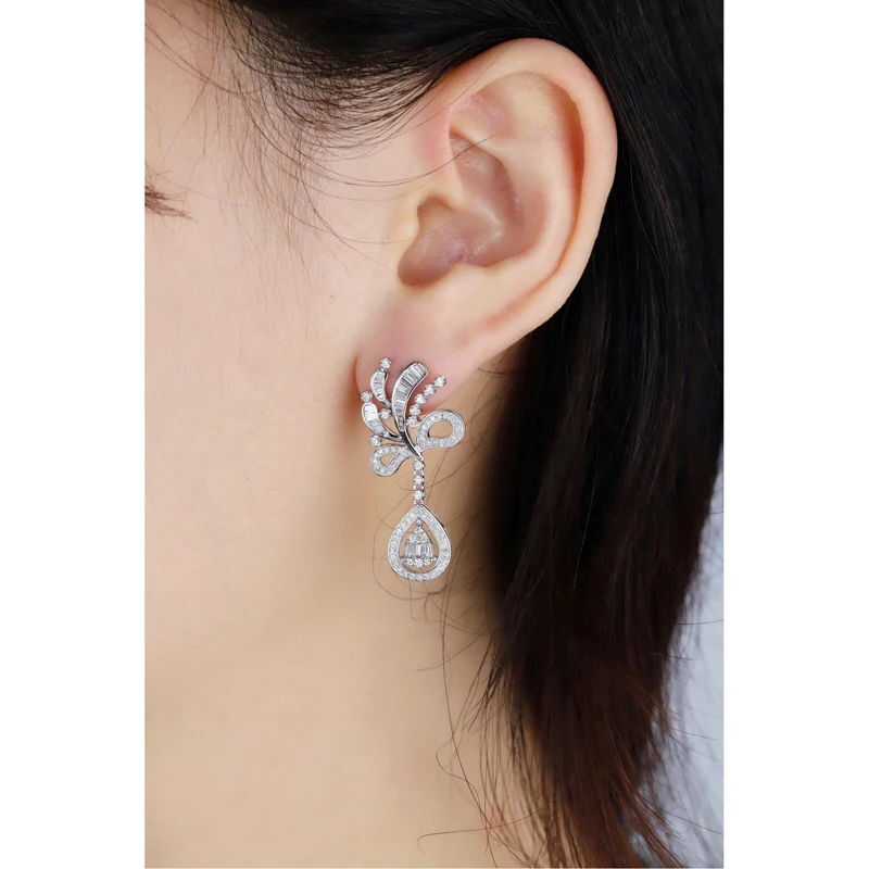 H4faefde7048c4e5cbd1fc27df7dec06fW Aazuo Fine Jewelry 18K White Gold Real Diamonds1.2ct Luxury Water Drop Earrings Gift For Women Engagement Party Pure 18k Lock