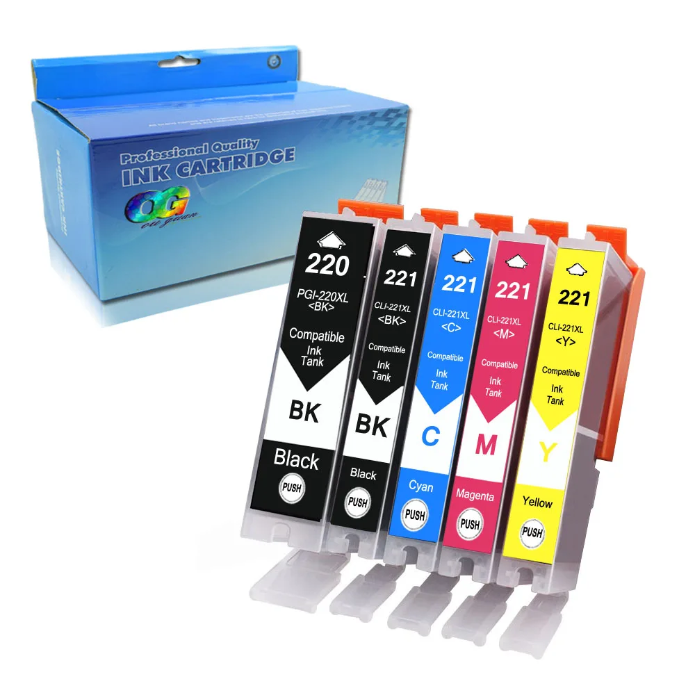 5Color Compatible PGI-220 BK CLI-221 PGI 220 CLI 221 BK/C/M/Y Ink Cartridges IP3600/IP4600/4700/mp540/980 Printer canon inks | Компьютеры