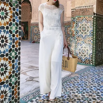 

Early V Noble Socialite Court Gorgeous Heavy Industry Nail Beaded Diamond Wide Leg Pants Two-piece Set Female