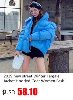 Короткое теплое пуховое хлопковое пальто с капюшоном женские зимние куртки и пальто Женская Новая Модная парка Harajuku Одежда Топы MY209