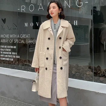 

Pink Wool Blend Coat Women Long Sleeve Turn-Down Collar Outwear Jacket Casual Autumn Winter Office Long Coat Elegant Overcoat