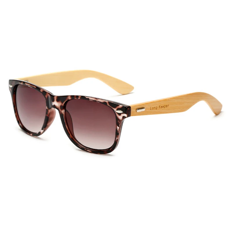 Модные бамбуковые солнцезащитные очки для мужчин и женщин классический дизайн винтажные деревянные солнцезащитные очки Квадратные зеркальные линзы очки UV400 очки - Цвет линз: Leopard Double Tea