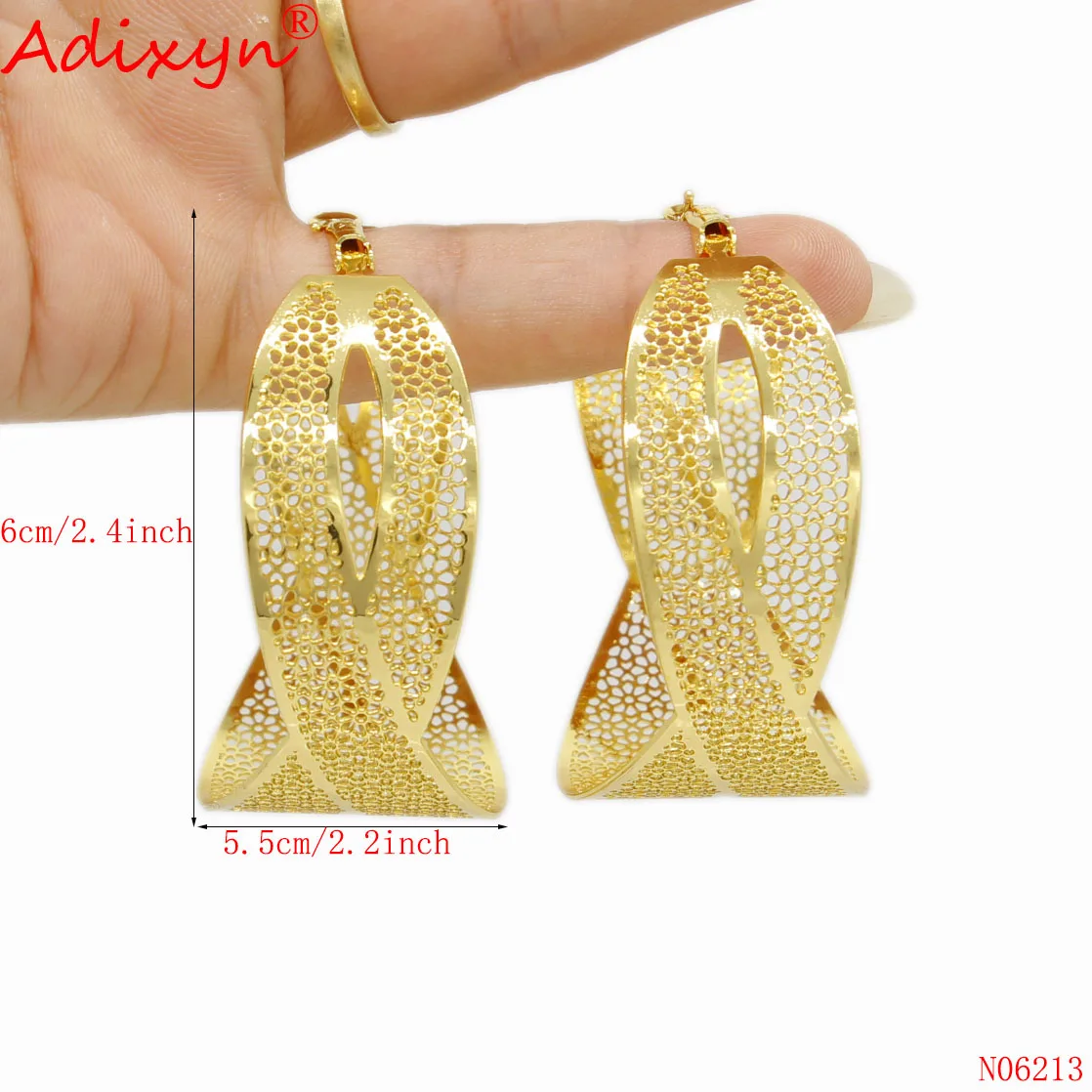 Adixyn Dubai Ornament jewelry gifts gold color copper big round hoop earrings pircing accesories african women/girls item N06211