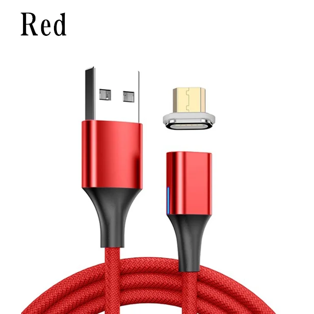 1 м Магнитный кабель Micro usb type-C кабель для iPhone 7 8 samsung Redmi Быстрая зарядка Магнитный зарядный шнур USB кабели для передачи данных - Цвет: Red