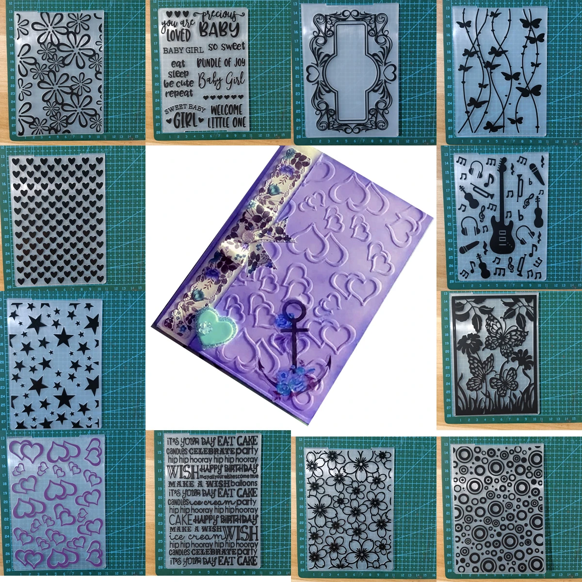 (29 Styles) Background Embossing Folders Plastic For Card Making Paper ...