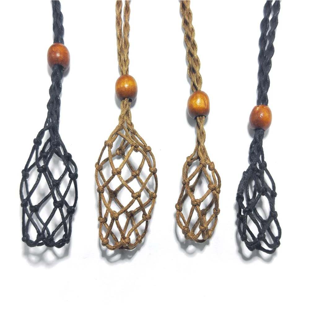 Crystals Necklace Cord Weave Cords For DIY Bohemian Necklace Making Charms Wire For Jewelry Making Supplies Necklace Cord for Quartz Raw Stone Pendant Stone Holder Accessories for DIY Jewelry Adjustable Empty Stone Holder Necklace Cord
