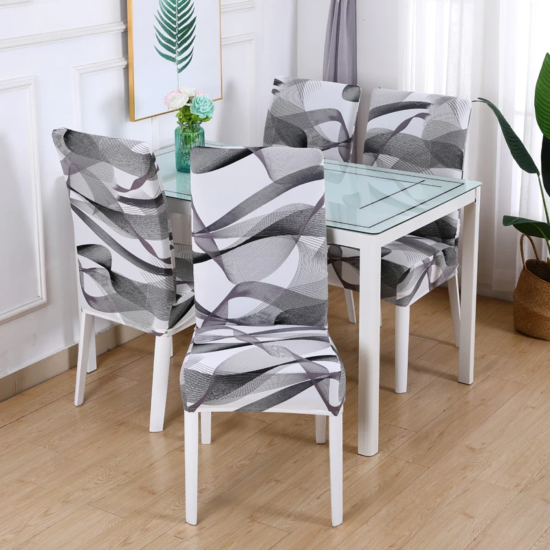 New Style Printed Stretch Chair Cover For Dining Room Office Banquet Chair Protector Elastic Material Armchair