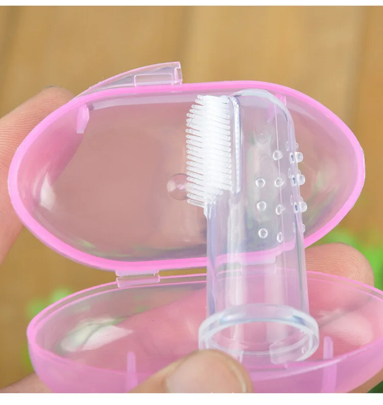 

2pcs/lot Baby Finger Toothbrush Children Teeth Clear Soft Silicone Infant Tooth Brush Rubber Cleaning Baby Brush Toothbrush+Box