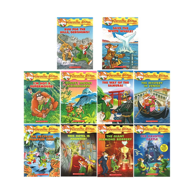 

Geronimo Stilton 41-50 10 Books Kids Children Color Picture Adventure Novel Manga Comic Story English Chapter Book Age 5 and up