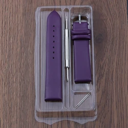 Premium Genuine Leather Watch Strap - Various Sizes Available - Wholesale Packaging Included - 22mm (Purple with tool)