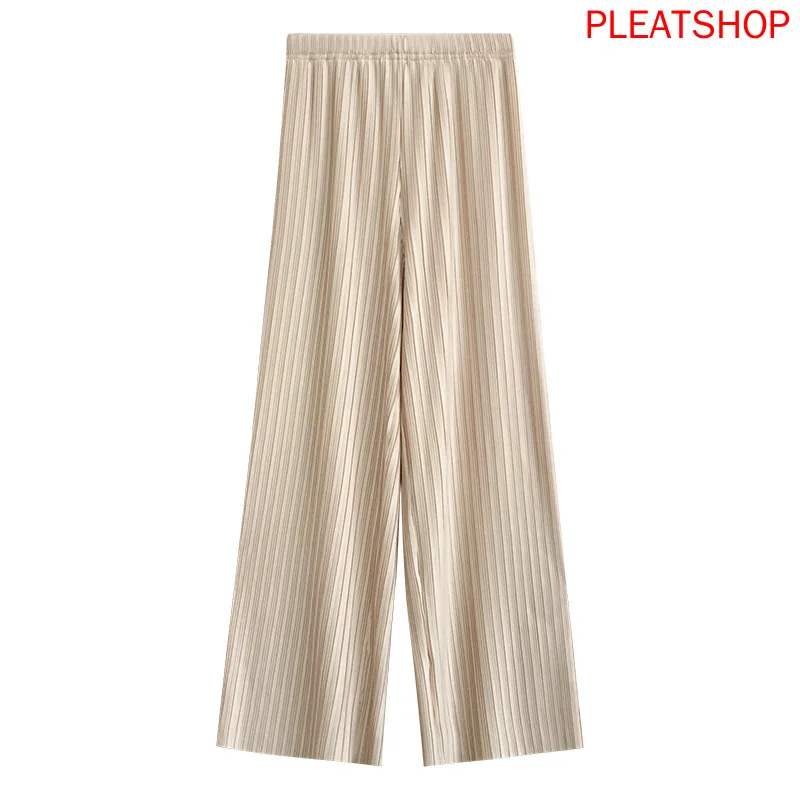 Pleated Wide-Leg Pants Women's Summer Korean-Style Draping Effect High Waisted Black Versatile Mop Casual Pants Oggers Women