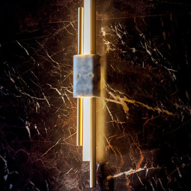 

LED new wall lamp designer minimalist copper wall lamp modern creative marble metal villa aisle lights decorative lighting