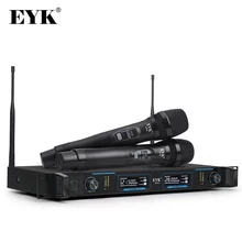 EYK EFU2 – Microphone numérique professionnel sans fil UHF, avec 2 manettes métalliques, système sans fil à deux canaux pour fête, scène de karaoké
