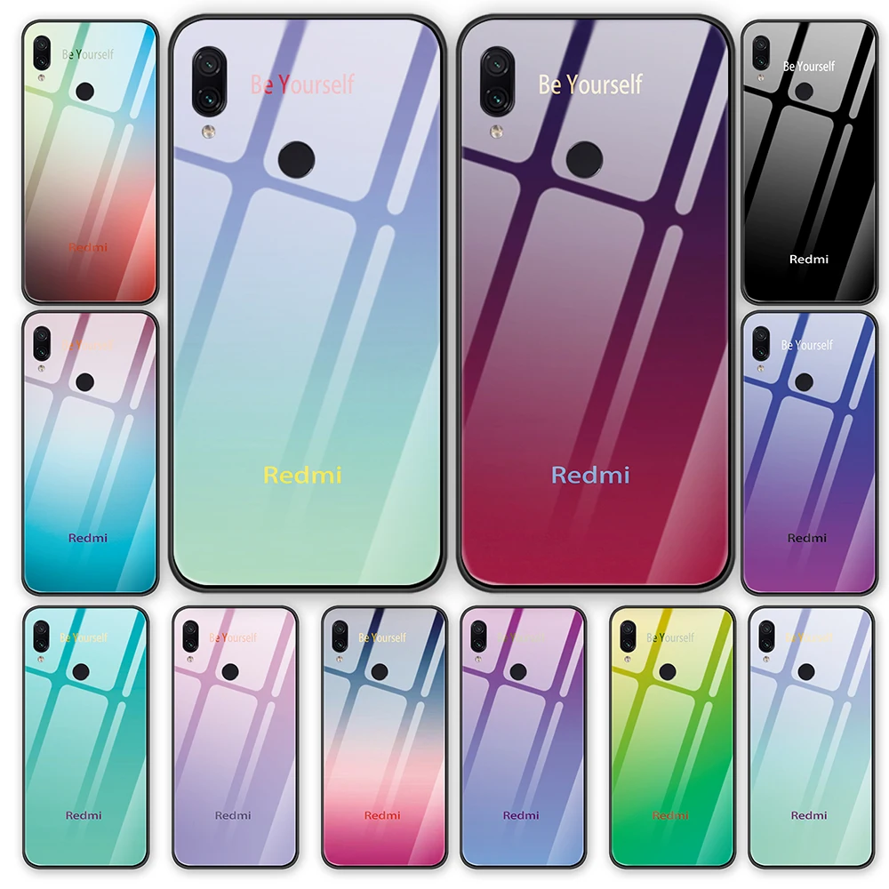 Luxury Gradient Tempered glass Phone Case For 5 5plus 6 6A 6pro Redmi 7 S2 Note5 Note7 Note8 Back Cover case |