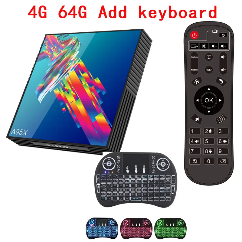 A95X R3 smart tv box android 9,0 Rockchip RK3318 2,4G/5G Wifi BT4.2 4 ГБ 32 ГБ/64 Гб Google Play IP tv box android tv box PK H96max - Цвет: 4G 64G Add keyboard