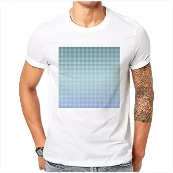 

LUO YI Loose Short Sleeve Men's New Gradient Square Pattern Summer Top White Undershirt Model 99.99