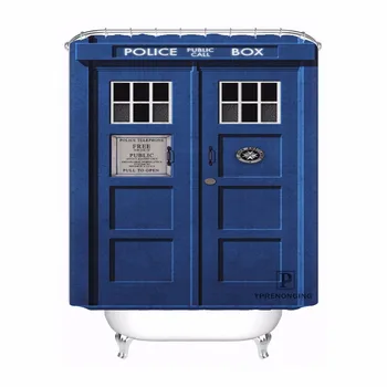 

Custom Doctor Who Police Box Waterproof Shower Curtain Home Bath Bathroom s Hooks Polyester Fabric Multi Sizes180509-70