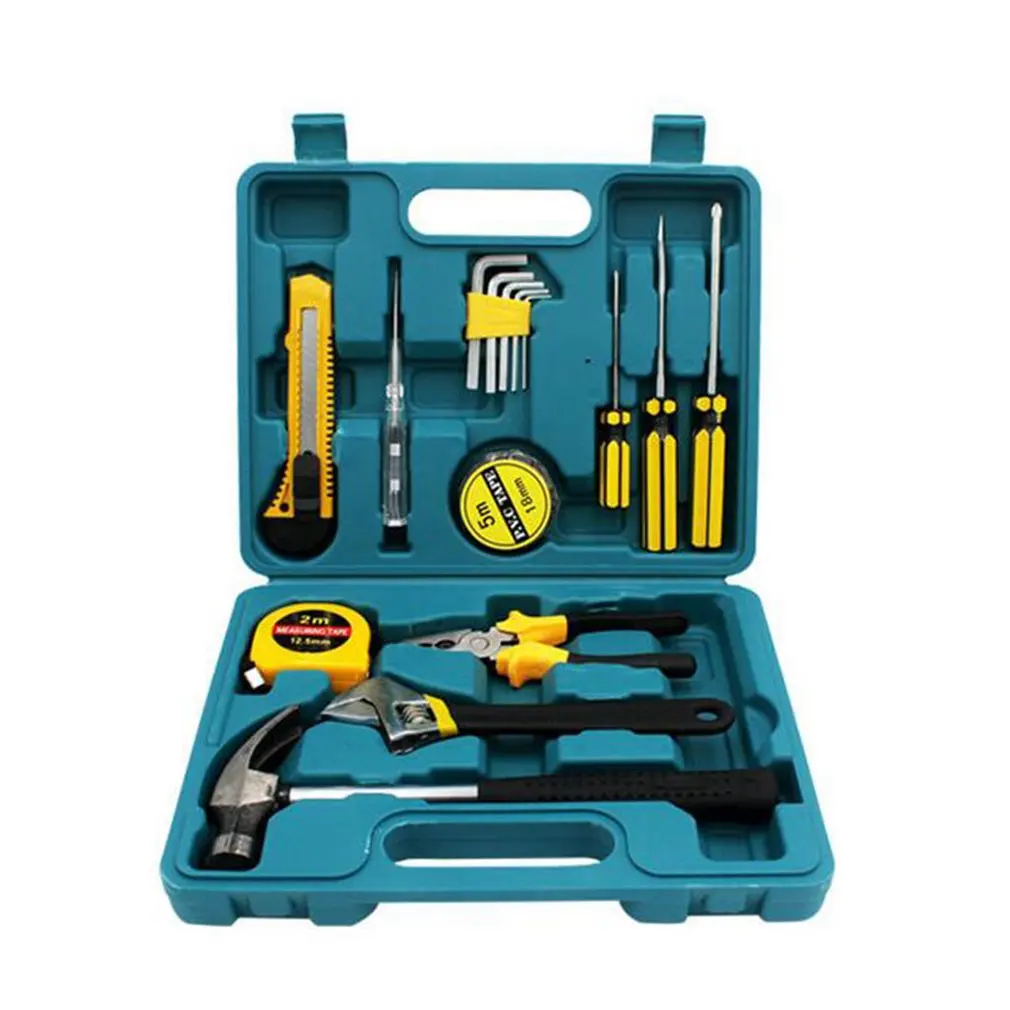 

16 Pcs Hand Tool Set Electrician Home Hand Plastic Storage Case Repair Simple Hardware Combination Manual Toolbox Tools Kit