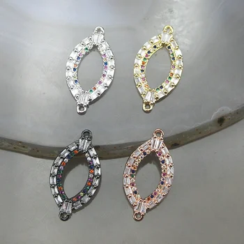 

26*14mm 20pcs/lot New fashion connector,colorful cuibic zircon charm,necklace/bracelet accessories jewelry wholesale