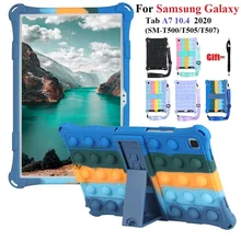Coque en Silicone pour Samsung Galaxy Tab A7, 10.4 pouces, 2020, pour modèles T500, T505, T507, Fidget Poppet, son Push Bubble, jouets anti Stress