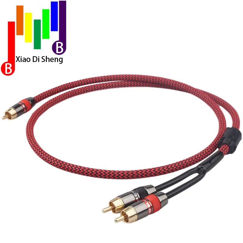 ATAUDIO HIFI Single RCA to Dual RCA Subwoofer audio cable Pure Copper One  Sub-2 Splitter Y RCA Cable