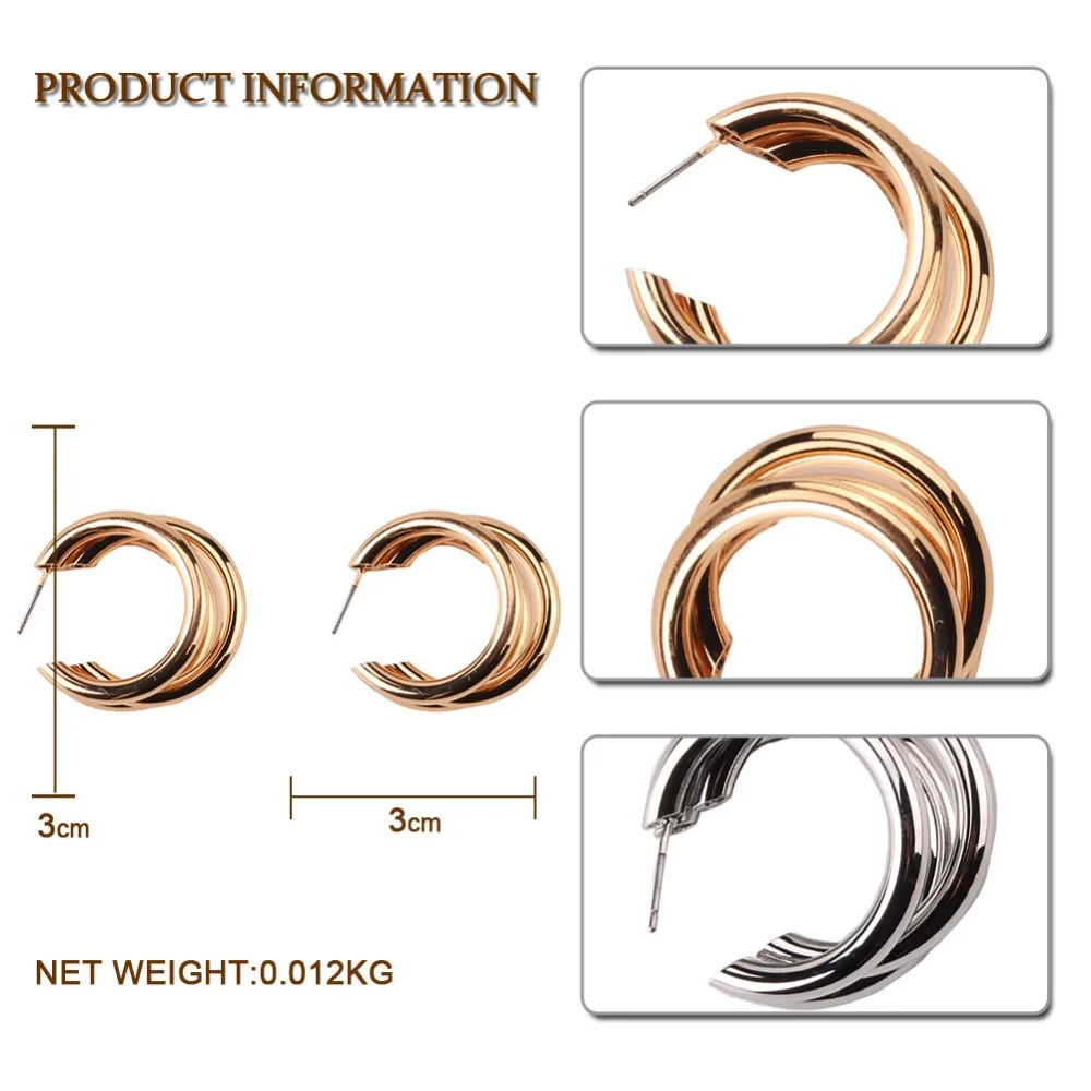 Cold wind in Europe and the United States C- shaped multi-layer small ear studs are versatile geometric metal earrings