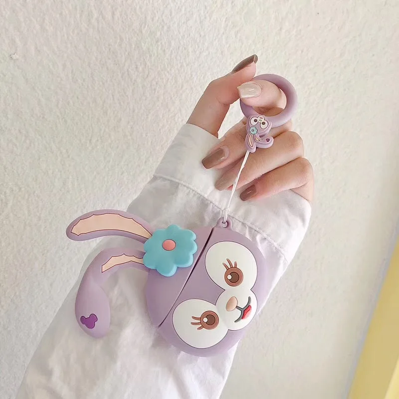 Для AirPods случае 3D мультяшный наушник чехол для Apple Airpods 2 забавные интимные аксессуары защитную крышку с палец кольцо ремень - Цвет: Stella Rabbit