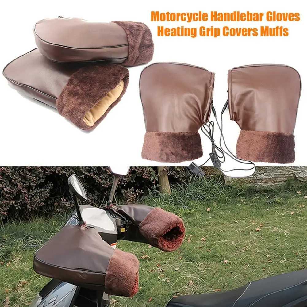 Scooter Motorcycle Gloves Mitts Winter Warmer Quad Bike Handlebar Hand Fur Muffs 