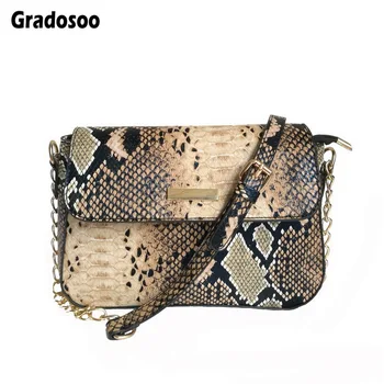 

Gradosoo Serpentine Crossbody Bag Women Chain Shoulder Bag Female Snake Pattern Small Bag For Women Bag New Women's Pouch LBF560