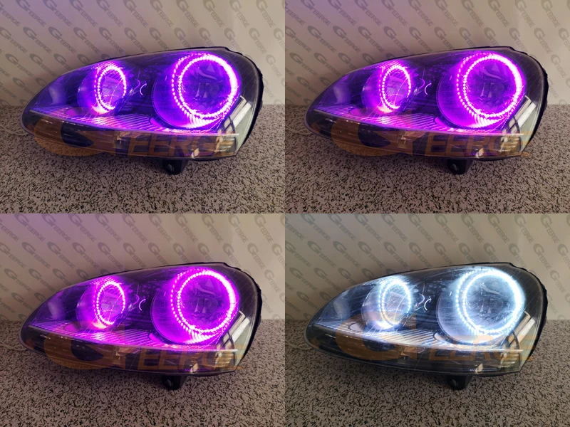 Для Volkswagen VW Golf Rabbit Jetta GTI R32 MKV MK5 2005-2010 галогенная фара RF Bluetooth APP многоцветная RGB led angel eyes