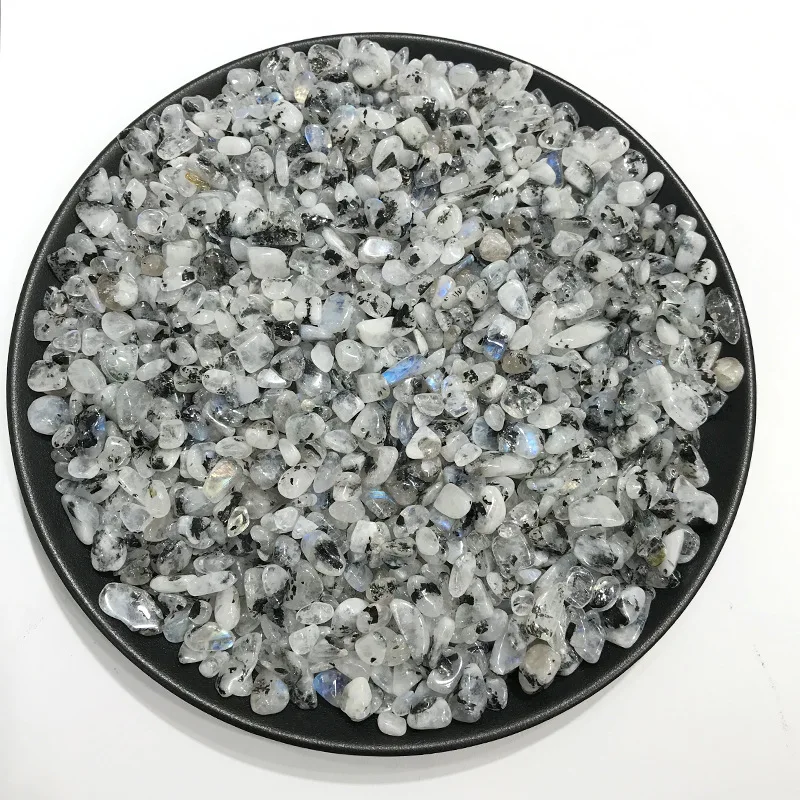 

100g Natural White Moonstone with Black Dot Gravel Crystal Degaussing Stone Original Stone Meditation Energy Improves Healing