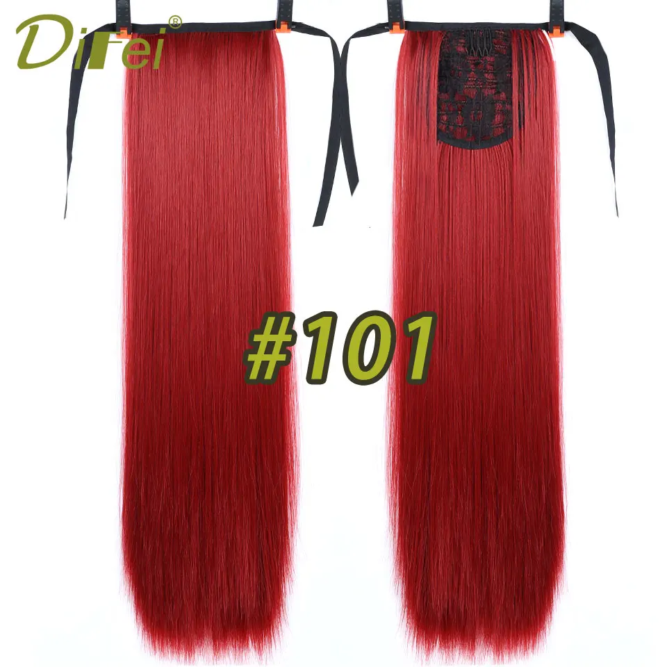DIFEI волосы 2" Длинные прямые конский хвост Высокая температура волокна синтетический шнурок конский хвост Повседневная одежда красный черный коричневый блонд