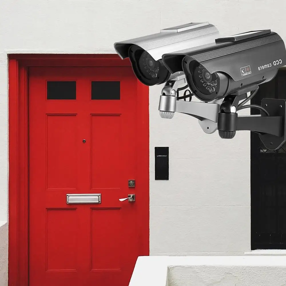 Муляж солнечной энергии поддельная камера высокой моделирования CCTV мигающий светодиодный красный светильник наружный монитор Водонепроницаемая камера наблюдения
