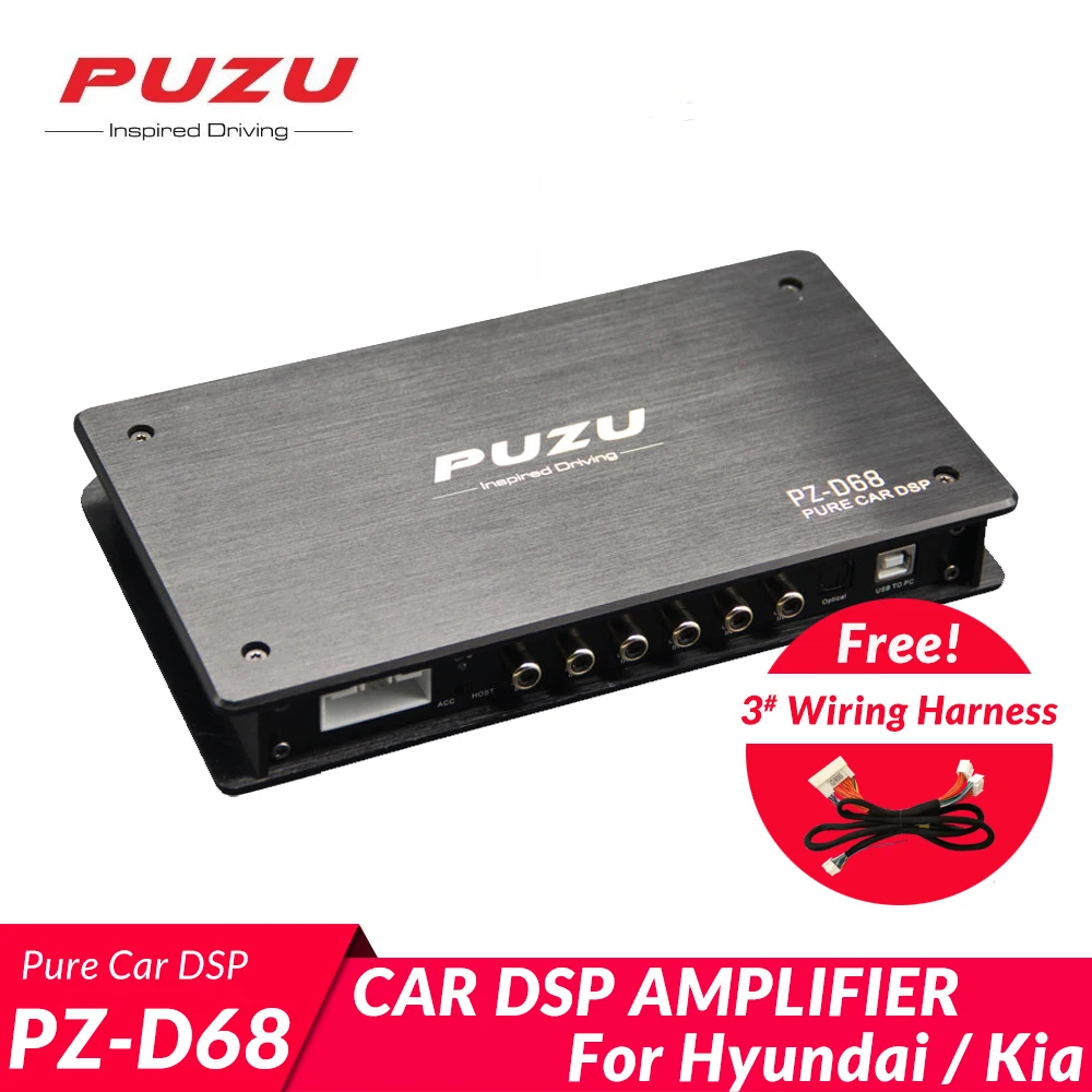 

PUZU D68 Pure Digital Signal Processor 6CH to 8CH Car DSP 31-BANDS EQ Floaing-point High-precision Tuning System for Hyundai/Kia