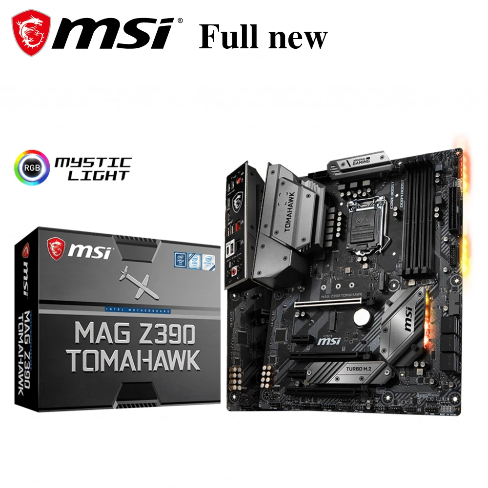 Полная новая материнская плата MSI MAG Z390 TOMAHAWK LGA1151 4400 МГц DDR4 64 Гб PCI-E 3 0 Intel
