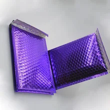  Purple Bubble Envelop, Aluminum Metallic Foil Bubble Mailer for Gift Packaging, Wedding Favor Bag Free Shipping 