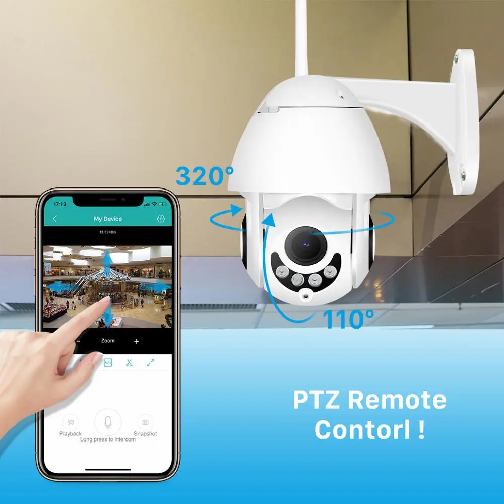Wifi камера наружная PTZ IP камера H.265X 1080p скоростная купольная CCTV Камера Безопасности s IP камера wifi Внешняя 2MP IR домашняя съемка