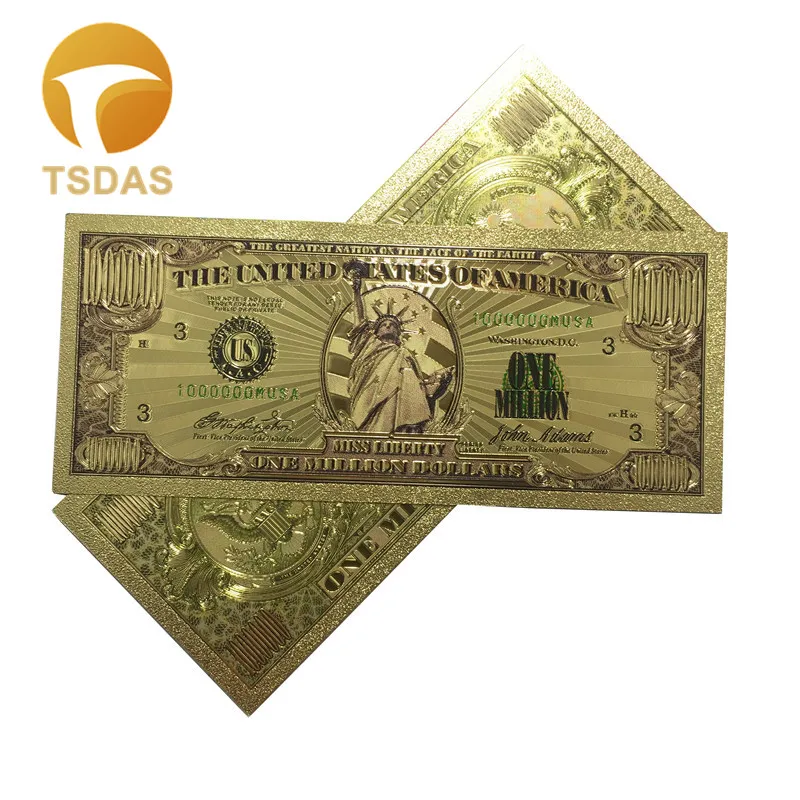 Домашние декоративные банкноты США с покрытием из чистого золота, американские коллекционные банкноты, 1 миллион, 10 шт