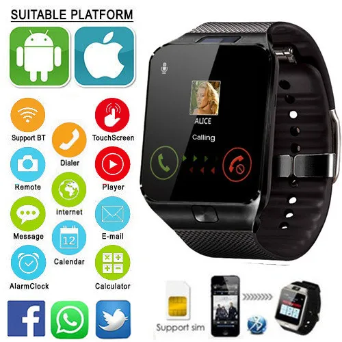  Mens Sports Smartwatch DZ09 Android Phone Call Bluetooth Smart Watch Relogio 2G GSM SIM TF Card Cam - 4000166952741