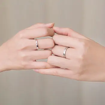 

2Pcs Sterling Silver Sun Moon Lover Couple Rings Set Promise Wedding Bands for Him and Her Valentine's Day Jewelry Gift